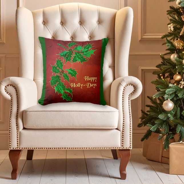 Happy Holly-Days Christmas Pillow (Creator Uploaded)