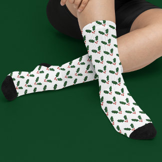 Happy Holly Days Festive Holly Pattern  Socks
