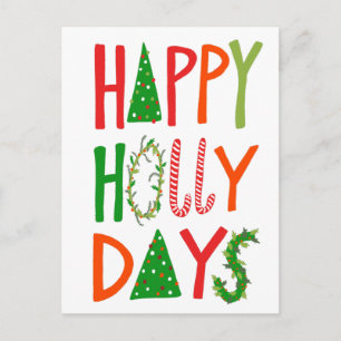 HAPPY HOLLY DAYS Sweet Holiday Xmas Christmas Postcard