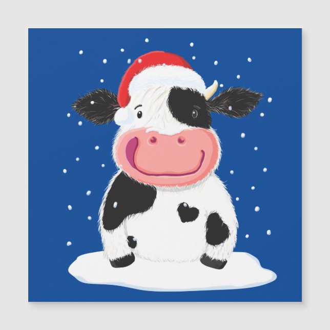 Happy Holstein Cow In The Christmas Snow (Front)