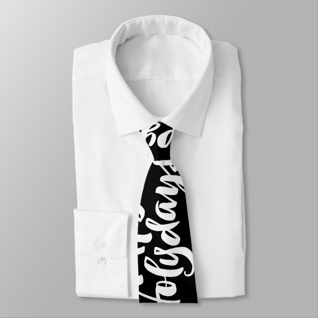 Happy Holydays Holidays Calligraphy Religious Tie (Tied)