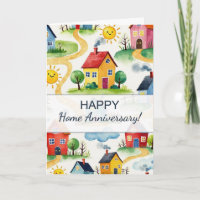 Happy Home Anniversary Cute Neighbourhood Pattern