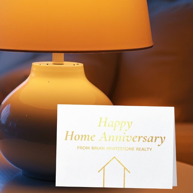 Happy Home Anniversary Elegant Real Estate Gold Foil Card (Creator Uploaded)