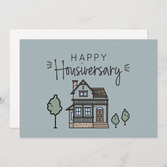 Happy Home Anniversary Personalised Housiversay  Thank You Card (Front/Back)
