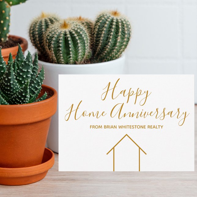 Happy Home Anniversary Real Estate Company Gold Card (Creator Uploaded)