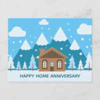 Happy Home Anniversary Winter Cabin