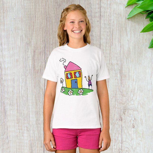 Happy Home Colourful House and Stick Figure  T-Shirt (Creator Uploaded)