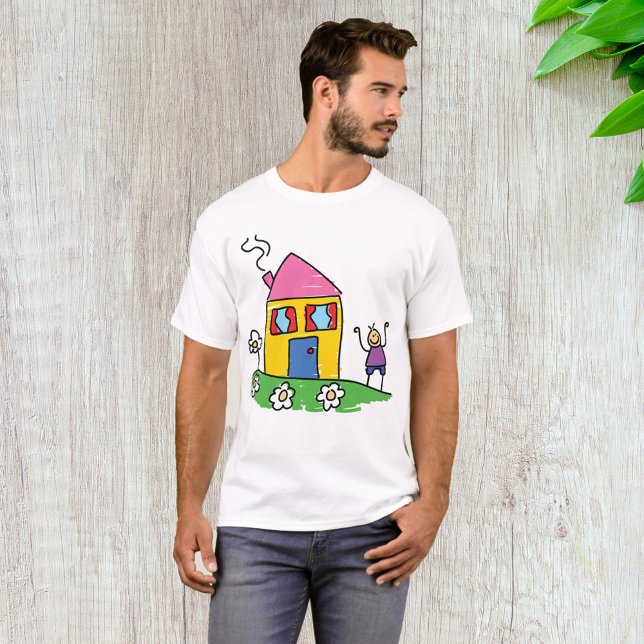 Happy Home Colourful House and Stick Figure  T-Shirt (Creator Uploaded)