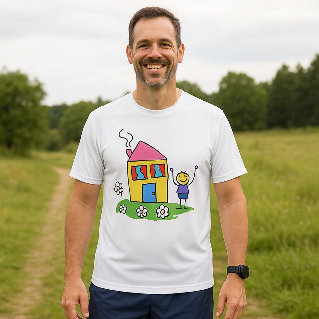 Happy Home Colourful House and Stick Figure  T-Shirt (Creator Uploaded)