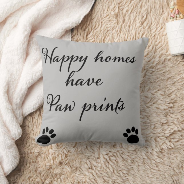 Happy homes have paw prints  cushion (Blanket)