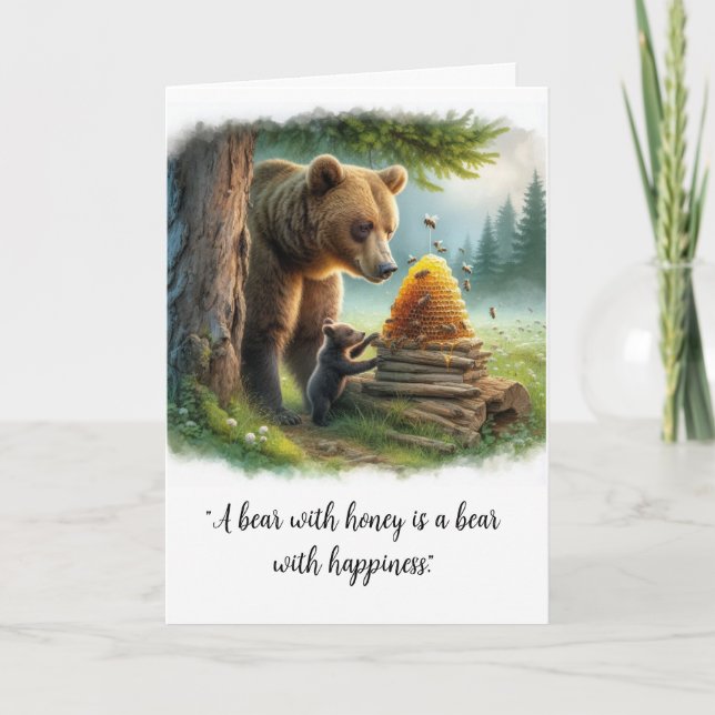 Happy Honey Bear Quote  Card (Front)