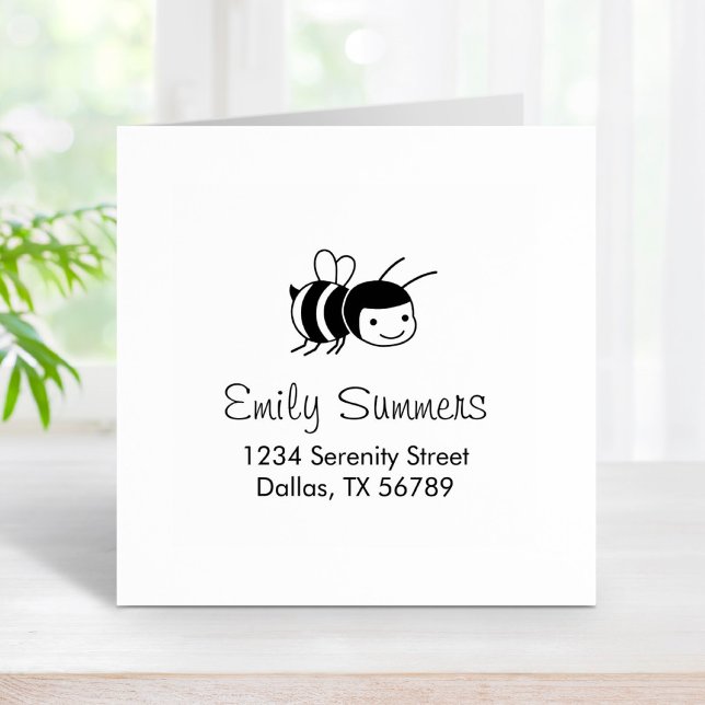 Happy Honey Bee Address Rubber Stamp (Creator Uploaded)