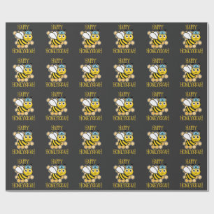 Happy Honeykkah Honey Bee Hanukkah Jewish Wrapping Paper