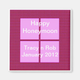 Happy Honeymoon - Pink Square Memory Bank Magnet
