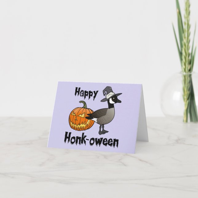 Happy Honk-oween Funny Canada Goose Halloween Holiday Card (Front)