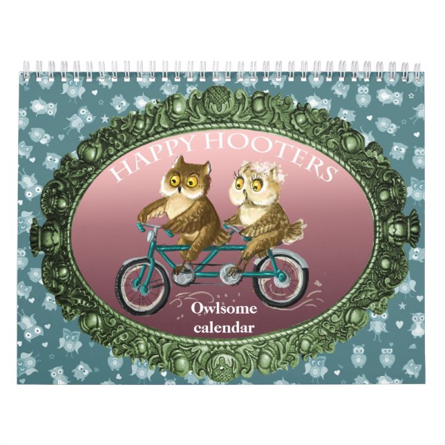 Happy hooters Owls funny seasons customisable Calendar (Cover)