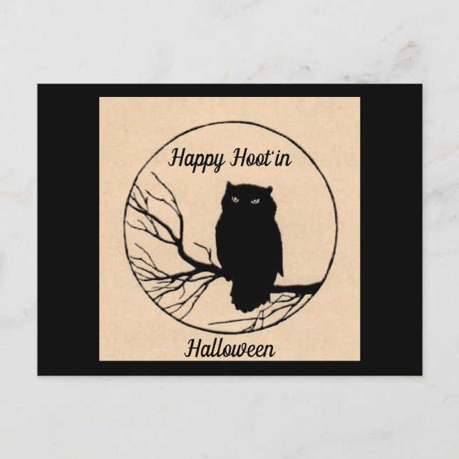 Happy Hoot'in Halloween Postcard (Front)