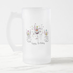Happy Hoppy Birthday Bunny Rabbits Beer Mug