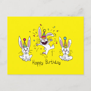 Happy Hoppy Birthday Bunny Rabbits Postcard