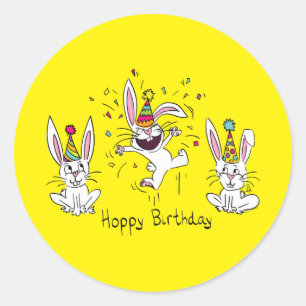 Happy Hoppy Birthday Bunny Rabbits Stickers