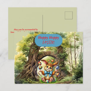 Happy Hoppy Easter Rabbit Eggs  Postcard