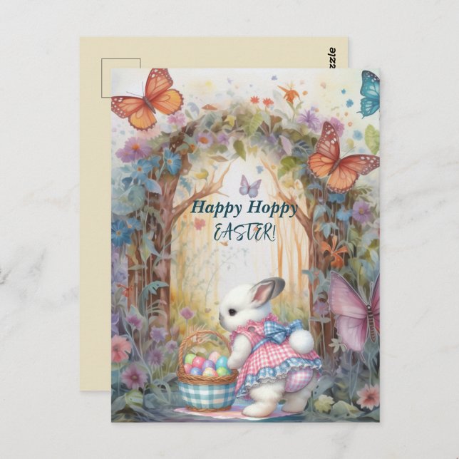 Happy Hoppy Easter Rabbit Eggs  Postcard (Front/Back)