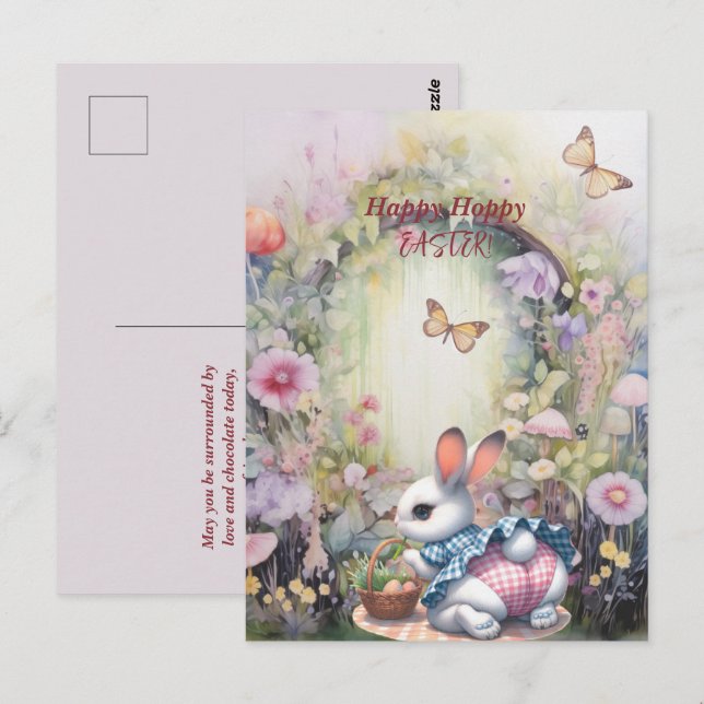 Happy Hoppy Easter Rabbit Eggs  Postcard (Front/Back)