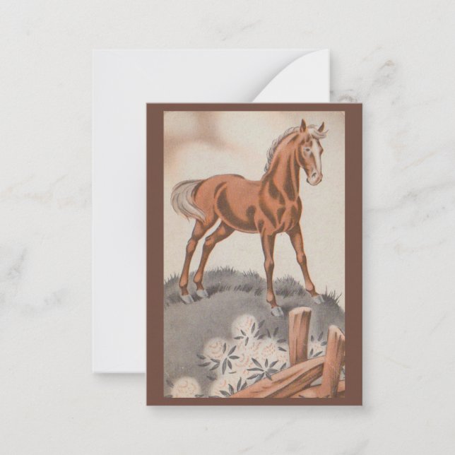 happy horse in brown card (Front)