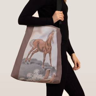 happy horse in brown crossbody bag