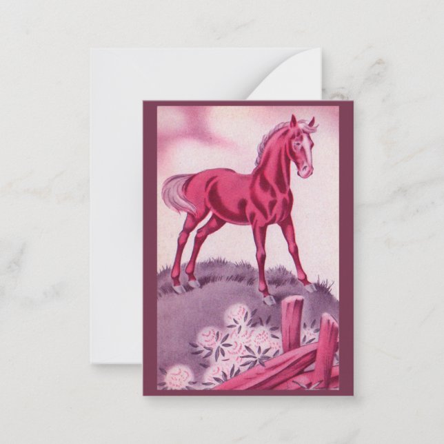 happy horse in pink card (Front)