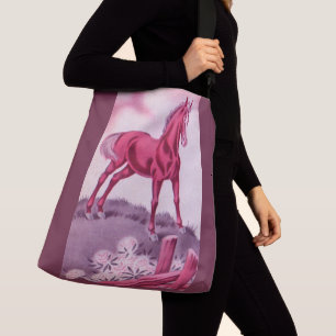 happy horse in pink crossbody bag