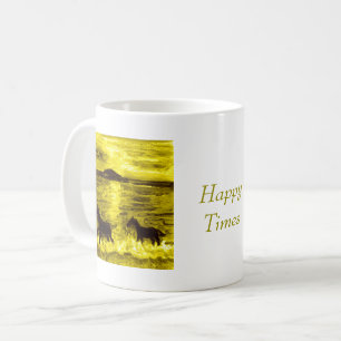 Happy Horses Golden Seaside Custom Coffee Mug