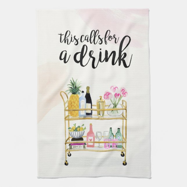 Happy Hour at Home II Tea Towel (Vertical)