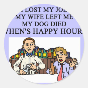 HAPPY HOUR beer joke Classic Round Sticker