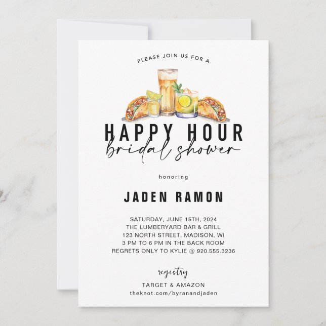 Happy Hour Bridal Shower Wedding Shower Invite (Front)