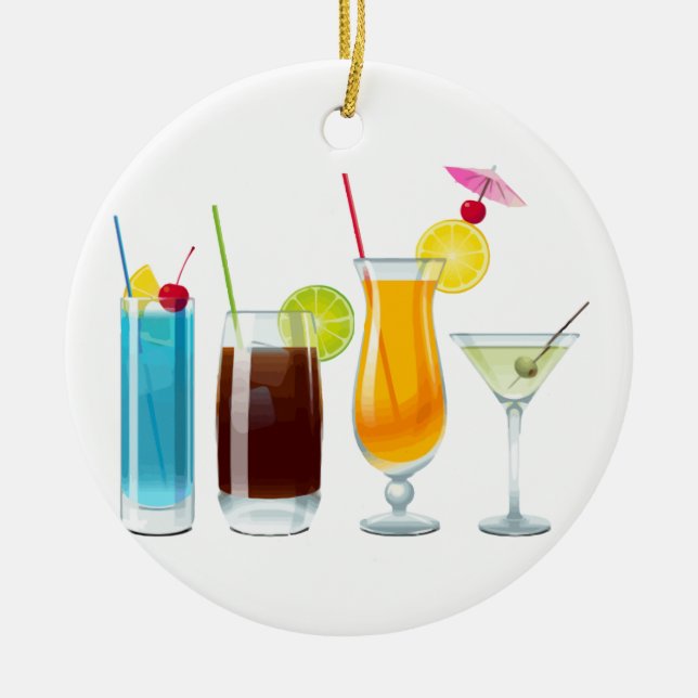 Happy Hour Ceramic Tree Decoration (Front)