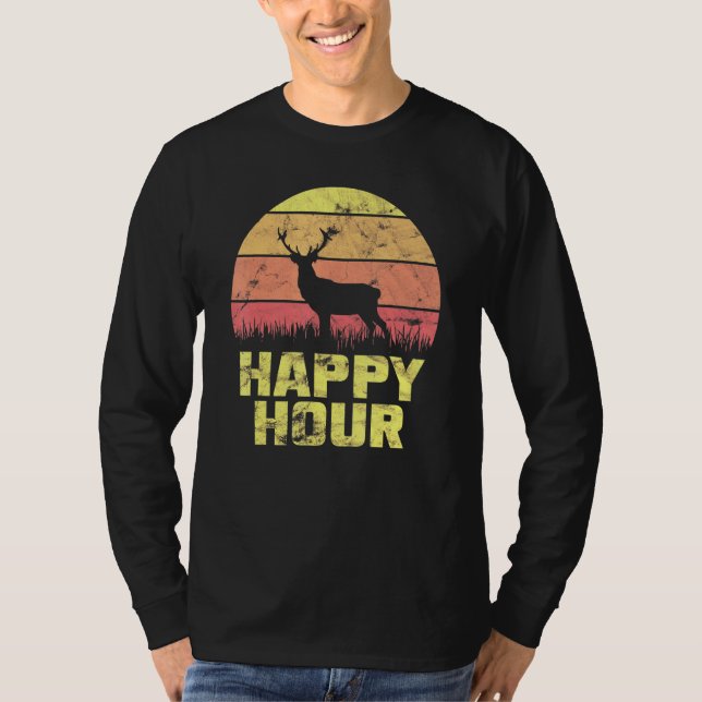 Happy Hour Deer Sunset Hunting  1 T-Shirt (Front)