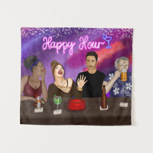 Happy Hour Digital Art Tapestry