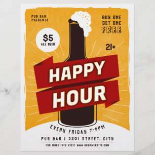 Happy Hour Drink Beer Ad Bar Flyer