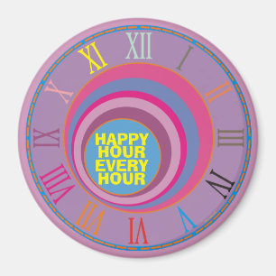 Happy Hour Every Hour Roman Numeral Clock Colourfu Magnet