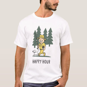 Happy Hour Fishing Adventure Cartoon Design T-Shirt