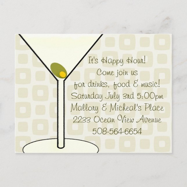 Happy Hour Invitation Postcard (Front)
