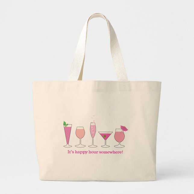 happy hour large tote bag (Front)
