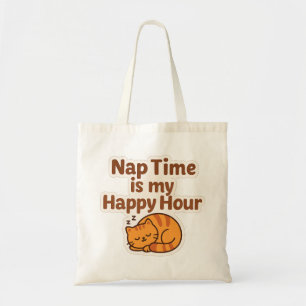 Happy Hour Nap – Cozy Cat Tote Bag