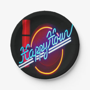 Happy Hour Neon Sign Party Paper Plates