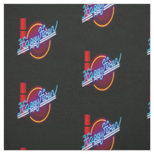 Happy Hour Neon Sign Print Fabric