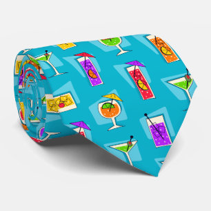 Happy Hour Retro Hawaiian Tropical Drinks Two-side Tie