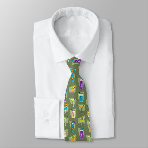 Happy Hour Retro Hawaiian Tropical Drinks Two-side Tie