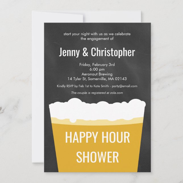 Happy Hour Shower Beer Engagement Invitation (Front)