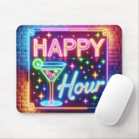Happy Hour Sign On Rainbow Brick